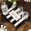 Cristina Oria Bandejas^Bandeja Rectangular Rayas Blancas Y Negras Con Mensaje "Maison"