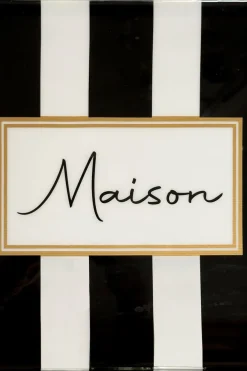 Cristina Oria Bandejas^Bandeja Rectangular Rayas Blancas Y Negras Con Mensaje 