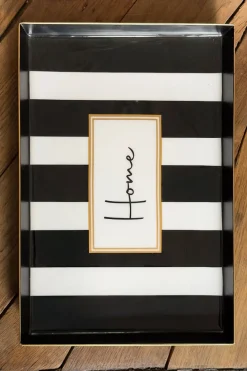 Cristina Oria Bandejas^Bandeja Rectangular Rayas Blancas Y Negras Con Mensaje 