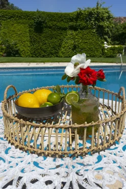 Cristina Oria Bandejas^Bandeja Redonda Con Asas De Bambú