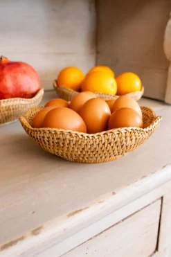 Cristina Oria Bandejas^Bandeja Redonda De Ratán Con Diseño Flor