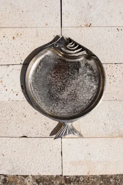 Cristina Oria Bandejas^Bandeja Redonda Plateada Diseño Pez