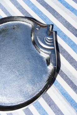 Cristina Oria Bandejas^Bandeja Redonda Plateada Diseño Pez