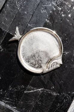 Cristina Oria Bandejas^Bandeja Redonda Plateada Diseño Pez