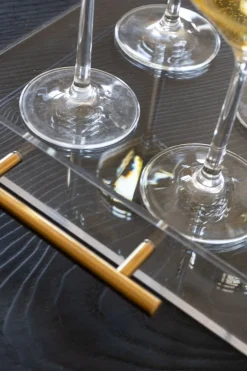 Cristina Oria Bandejas^Bandeja Transparente Con Asas Doradas