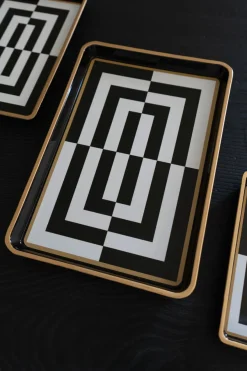 Cristina Oria Bandejas^Bandejas Decorativas Con Diseño Geométrico Blancas Y Negras