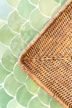 Cristina Oria Bandejas^Bandejas Rectangulares Con Bordes Redondeados De Ratán