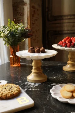 Cristina Oria Accesorios De Mesa^Base De Mármol Con Diseño De Flor Blanca