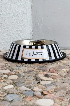 Cristina Oria Accesorios Para Mascotas^Bebedero Para Mascotas Pintado A Mano Blanco Y Negro