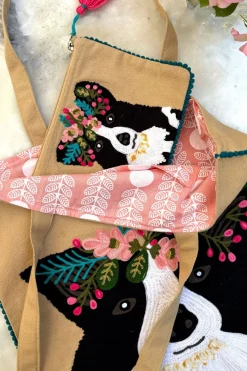 Cristina Oria Bolsos, Bolsas Y Neceseres|Otros Textil^Bolsa Bordada A Mano Con Diseño De Perro Beige