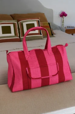 Cristina Oria Bolsos, Bolsas Y Neceseres|Otros Textil^Bolsa De Viaje Rayas Rosas Y Rojas