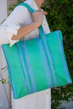 Cristina Oria Bolsos, Bolsas Y Neceseres|Otros Textil^Bolsa Rayas Azules Y Verdes