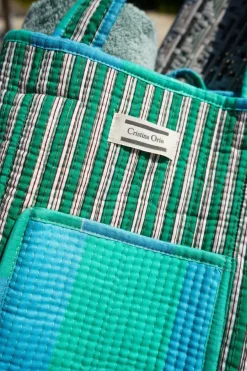 Cristina Oria Bolsos, Bolsas Y Neceseres|Otros Textil^Bolsa Rayas Azules Y Verdes