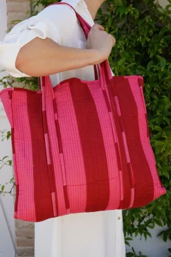 Cristina Oria Bolsos, Bolsas Y Neceseres|Otros Textil^Bolsa Rayas Rosas Y Rojas