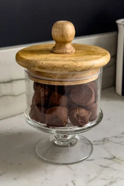 Cristina Oria Almacenaje^Bombonera De Cristal Con Base Y Tapa De Madera