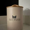 Cristina Oria Accesorios Para Mascotas^Bote de Comida para Gatos de Metal con Tapa Bambú