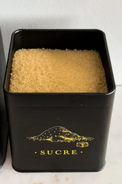 Cristina Oria Almacenaje^Bote Metálico Negro Con Ilustración Dorada Para Azúcar