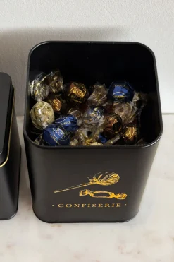 Cristina Oria Almacenaje^Bote Metálico Negro Con Ilustración Dorada Para Dulces