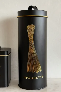 Cristina Oria Almacenaje^Bote Metálico Negro Con Ilustración Dorada Para Espaguetis