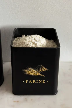 Cristina Oria Almacenaje^Bote Metálico Negro Con Ilustración Dorada Para Harina