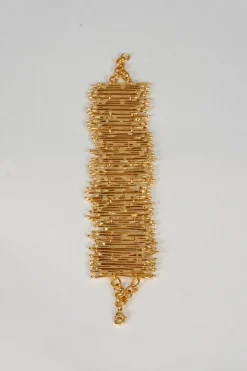 Cristina Oria Joyas Co|Joyas Co^Brazalete Dorado Ajustable Con Cierre En Cadena Diseño Irregular