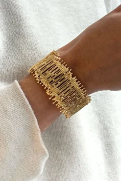Cristina Oria Joyas Co|Joyas Co^Brazalete Dorado Ajustable Con Diseño Irregular