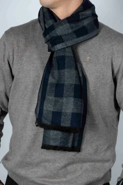 Cristina Oria Bufandas Y Pashminas^Bufanda Algodón Cuadros Azules Y Grises
