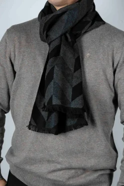 Cristina Oria Bufandas Y Pashminas^Bufanda Algodón ZigZag Negra Y Gris