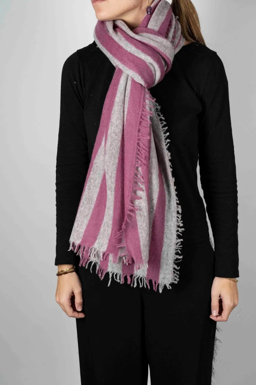 Cristina Oria Bufandas Y Pashminas^Bufanda De Cashmere Con Diseño De Rayas Rosas