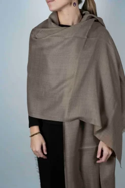 Cristina Oria Bufandas Y Pashminas^Bufanda De Lana Y Seda Marrón Topo