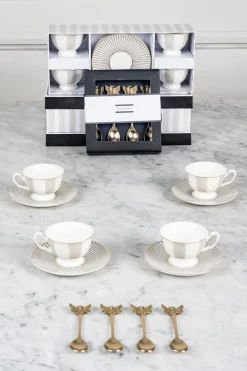 Cristina Oria Cubiertos De Postre|Tazas Y Teteras^Caja De Regalo Tazas Espresso Grises Y Cucharitas De Bronce