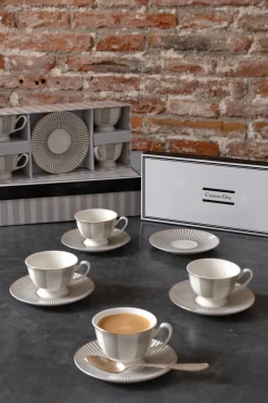 Cristina Oria Cubiertos De Postre|Tazas Y Teteras^Caja De Regalo Tazas Espresso Grises Y Cucharitas De Bronce