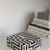 Cristina Oria Piezas Decorativas^Caja Decorativa De Resina Con Diseño De Puzle Blanco Y Negro