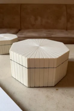 Cristina Oria Piezas Decorativas^Caja Decorativa Hexagonal De Resina Blanca Grande