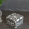 Cristina Oria Piezas Decorativas^Caja Decorativa Mini De Resina Cuadrada Con Diseño De Puzle Blanca Y Negra