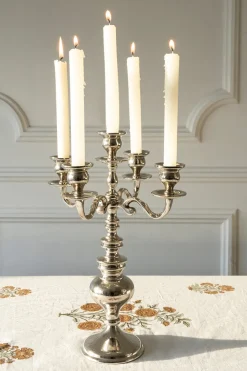 Cristina Oria Candelabros Y Portavelas^Candelabro 5 Velas Grande Plateado Co