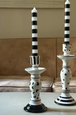 Cristina Oria Candelabros Y Portavelas^Candelabro Blanco Y Negro Pequeño