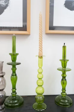 Cristina Oria Candelabros Y Portavelas|Jarrones, Floreros Y Maceteros^Candelabro De Cristal Con Diseño Romy Verde