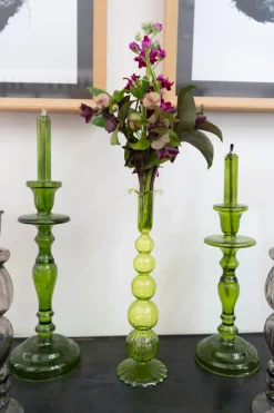Cristina Oria Candelabros Y Portavelas|Jarrones, Floreros Y Maceteros^Candelabro De Cristal Con Diseño Romy Verde
