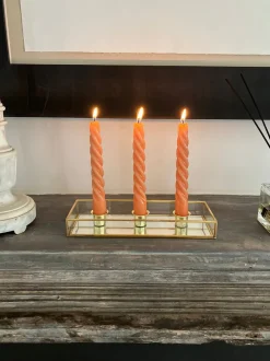 Cristina Oria Candelabros Y Portavelas^Candelabro De Cristal Con Detalles Dorados 3 Velas