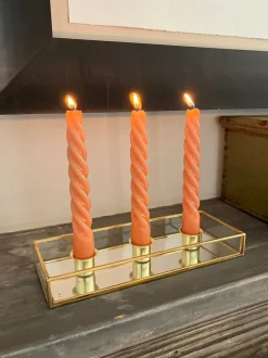 Cristina Oria Candelabros Y Portavelas^Candelabro De Cristal Con Detalles Dorados 3 Velas