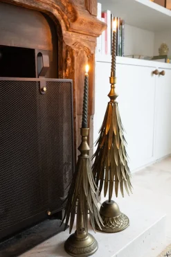 Cristina Oria Piezas Decorativas|Candelabros Y Portavelas^Candelabro De Metal Dorado Con Diseño De Árbol 56 Cm