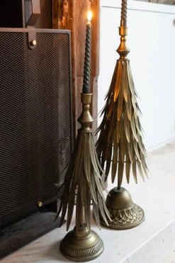 Cristina Oria Piezas Decorativas|Candelabros Y Portavelas^Candelabro De Metal Dorado Con Diseño De Árbol 40 Cm