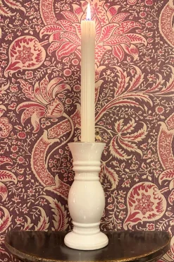 Cristina Oria Candelabros Y Portavelas^Candelabro De Porcelana Aria Con Filo Dorado