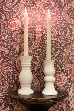 Cristina Oria Candelabros Y Portavelas^Candelabro De Porcelana Aria Con Filo Dorado