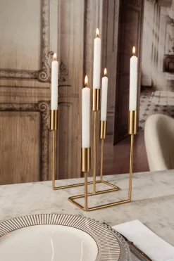 Cristina Oria Candelabros Y Portavelas^Candelabro Dorado De Cinco Velas