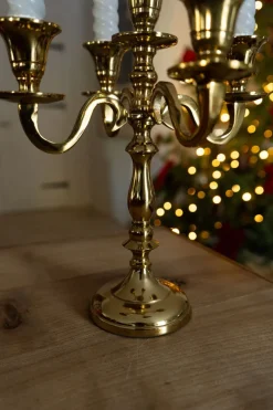 Cristina Oria Candelabros Y Portavelas^Candelabro Dorado De Latón Con Cinco Soportes Para Velas