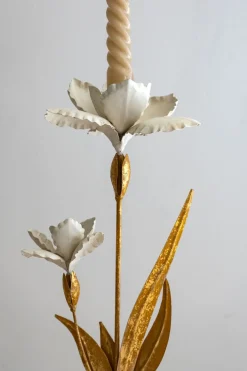 Cristina Oria Candelabros Y Portavelas^Candelabro Dorado Y Blanco Diseño Flor De Iris
