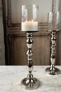 Cristina Oria Candelabros Y Portavelas^Candelabro Plateado Y De Cristal Grande Co