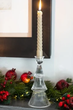 Cristina Oria Candelabros Y Portavelas^Candelabro Tallado De Cristal Con Diseño De Árbol Transparente Grande